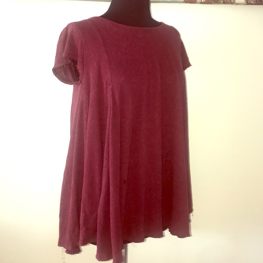 We the Free Oversized burgundy short sleeve top